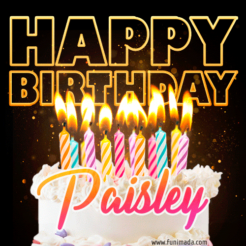Paisley - Animated Happy Birthday Cake GIF for WhatsApp