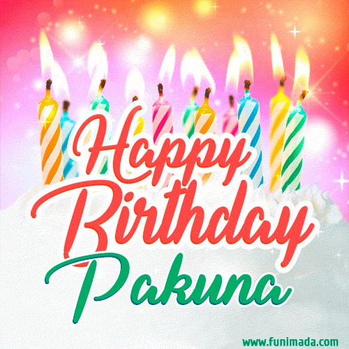 Happy Birthday GIF for Pakuna with Birthday Cake and Lit Candles