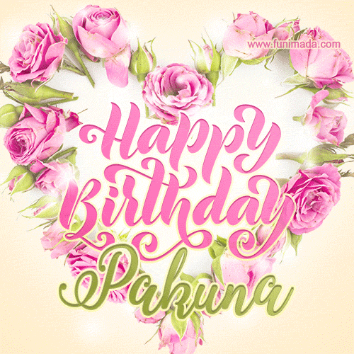 Pink rose heart shaped bouquet - Happy Birthday Card for Pakuna