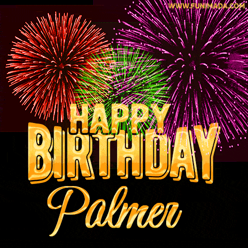 Wishing You A Happy Birthday, Palmer! Best fireworks GIF animated greeting card.