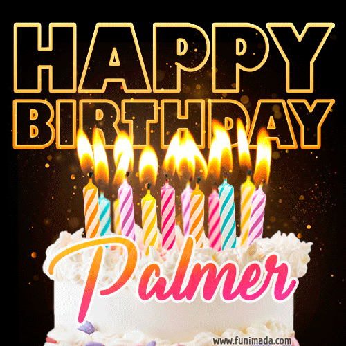 Palmer - Animated Happy Birthday Cake GIF Image for WhatsApp