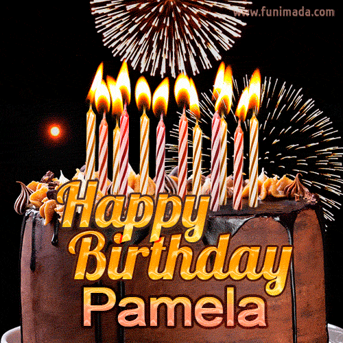 Chocolate Happy Birthday Cake for Pamela (GIF)