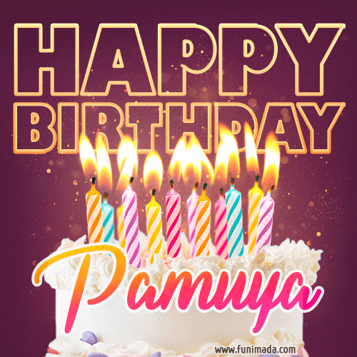 Pamuya - Animated Happy Birthday Cake GIF Image for WhatsApp
