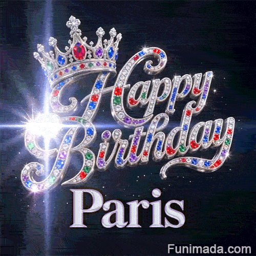 Shimmering animated card with a royal silver crown and bright light particles, custom-designed for Paris.