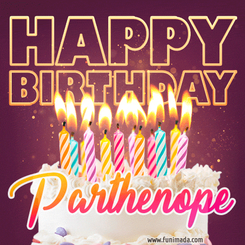 Parthenope - Animated Happy Birthday Cake GIF Image for WhatsApp
