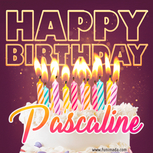 Pascaline - Animated Happy Birthday Cake GIF Image for WhatsApp