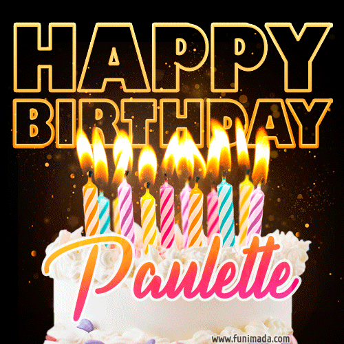 Paulette - Animated Happy Birthday Cake GIF Image for WhatsApp