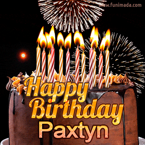 Chocolate Happy Birthday Cake for Paxtyn (GIF)
