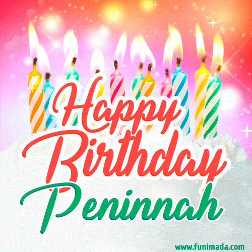 Happy Birthday GIF for Peninnah with Birthday Cake and Lit Candles