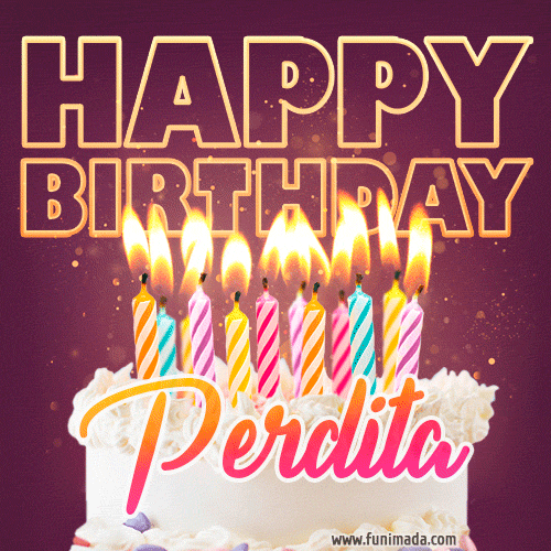 Perdita - Animated Happy Birthday Cake GIF Image for WhatsApp