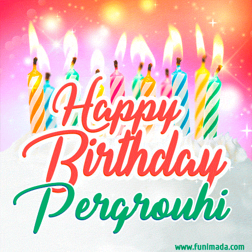 Happy Birthday GIF for Pergrouhi with Birthday Cake and Lit Candles