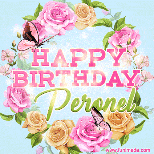 Beautiful Birthday Flowers Card for Peronel with Glitter Animated Butterflies