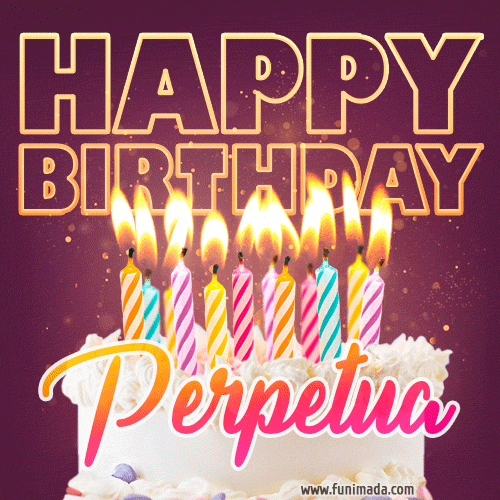 Perpetua - Animated Happy Birthday Cake GIF Image for WhatsApp
