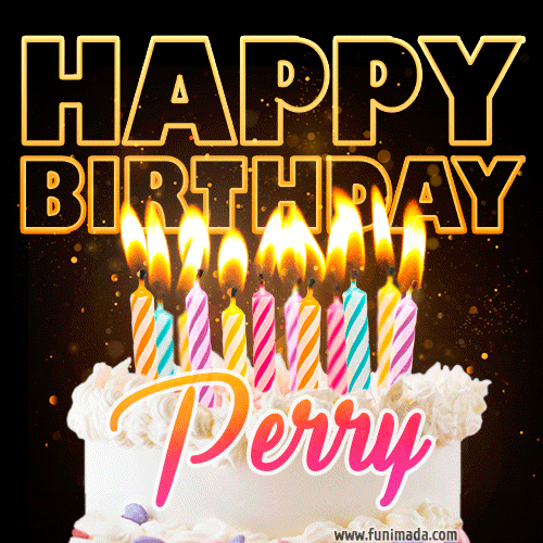 Perry - Animated Happy Birthday Cake GIF Image for WhatsApp