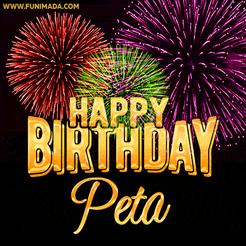 Wishing You A Happy Birthday, Peta! Best fireworks GIF animated greeting card.