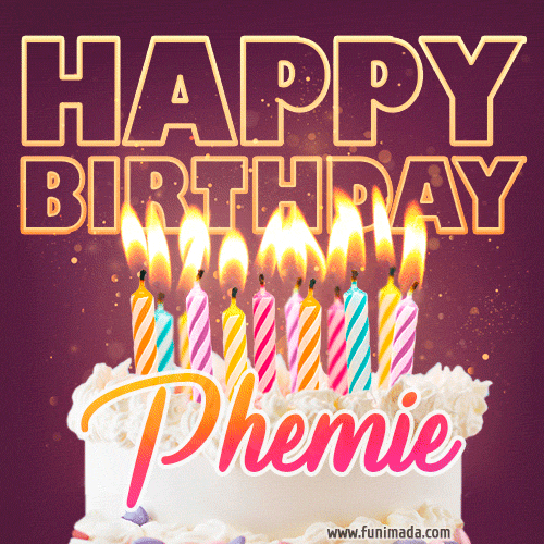 Phemie - Animated Happy Birthday Cake GIF Image for WhatsApp