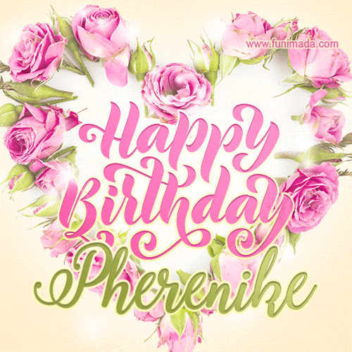 Pink rose heart shaped bouquet - Happy Birthday Card for Pherenike