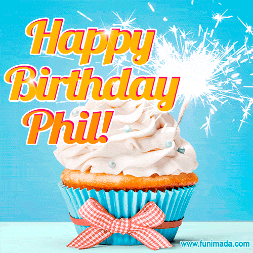 Happy Birthday, Phil! Elegant cupcake with a sparkler.