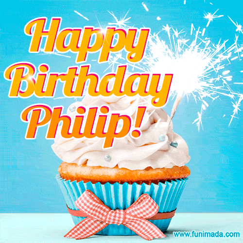Happy Birthday, Philip! Elegant cupcake with a sparkler.