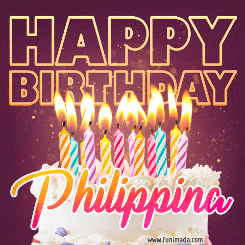 Philippina - Animated Happy Birthday Cake GIF Image for WhatsApp