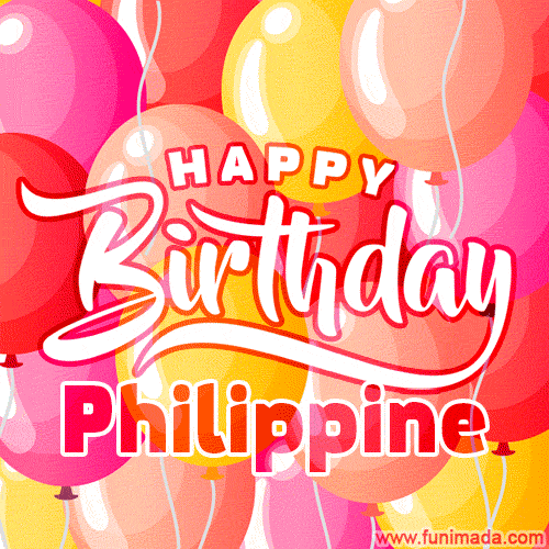 Happy Birthday Philippine - Colorful Animated Floating Balloons Birthday Card