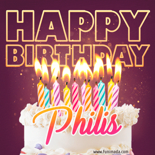 Philis - Animated Happy Birthday Cake GIF Image for WhatsApp