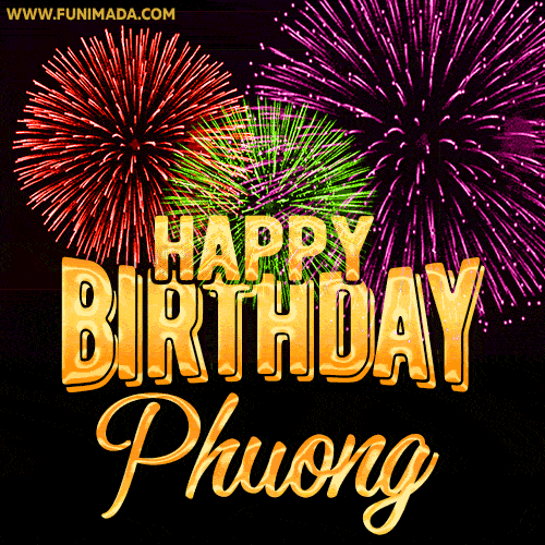 Wishing You A Happy Birthday, Phuong! Best fireworks GIF animated greeting card.