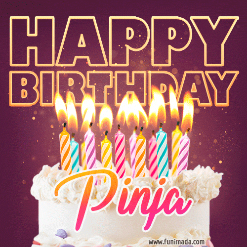 Pinja - Animated Happy Birthday Cake GIF Image for WhatsApp