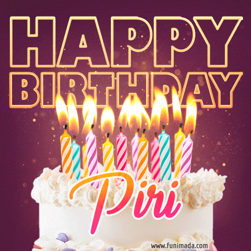 Piri - Animated Happy Birthday Cake GIF Image for WhatsApp
