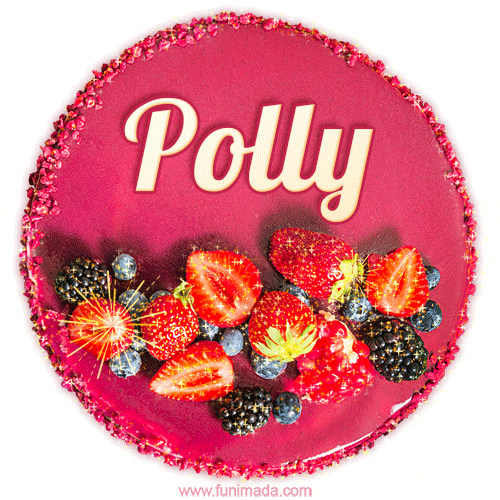 Happy Birthday Cake with Name Polly - Free Download