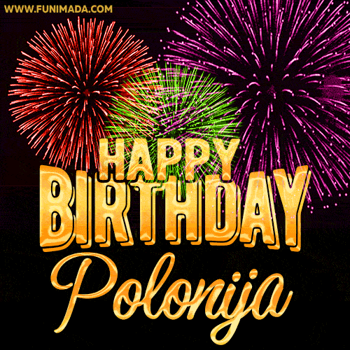 Wishing You A Happy Birthday, Polonija! Best fireworks GIF animated greeting card.