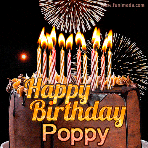 Chocolate Happy Birthday Cake for Poppy (GIF)