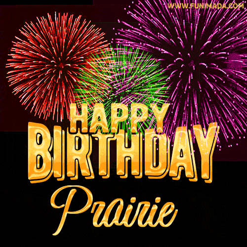 Wishing You A Happy Birthday, Prairie! Best fireworks GIF animated greeting card.