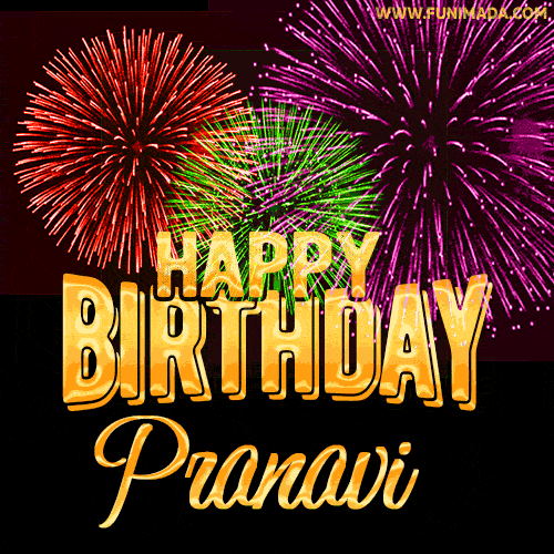 Wishing You A Happy Birthday, Pranavi! Best fireworks GIF animated greeting card.
