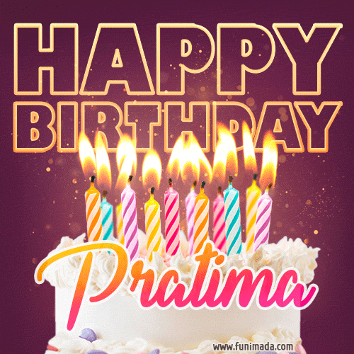 Pratima - Animated Happy Birthday Cake GIF Image for WhatsApp