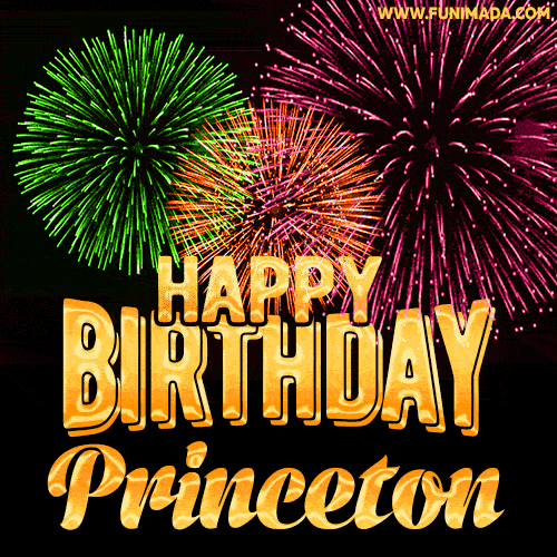 Wishing You A Happy Birthday, Princeton! Best fireworks GIF animated greeting card.