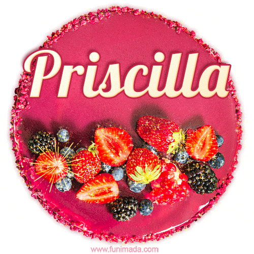 Happy Birthday Cake with Name Priscilla - Free Download
