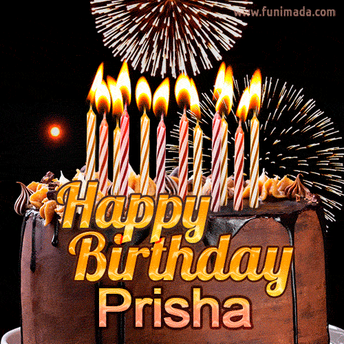 Chocolate Happy Birthday Cake for Prisha (GIF)