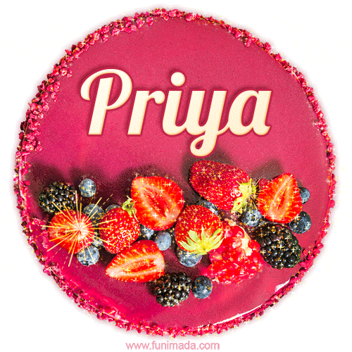 Happy Birthday Cake with Name Priya - Free Download