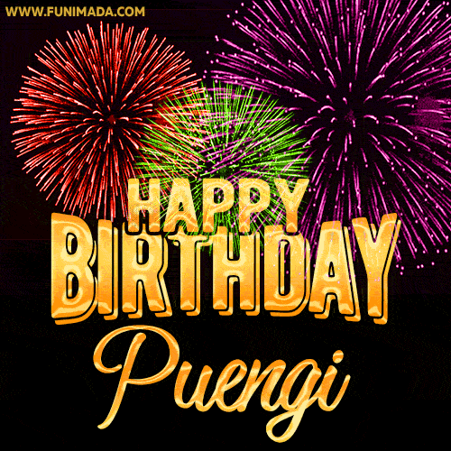 Wishing You A Happy Birthday, Puengi! Best fireworks GIF animated greeting card.