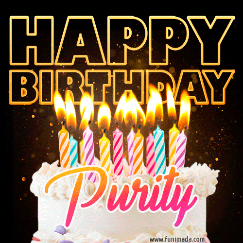 Purity - Animated Happy Birthday Cake GIF Image for WhatsApp