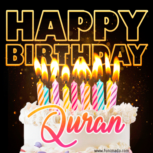 Quran - Animated Happy Birthday Cake GIF for WhatsApp