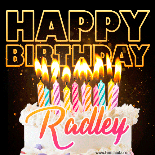 Radley - Animated Happy Birthday Cake GIF for WhatsApp