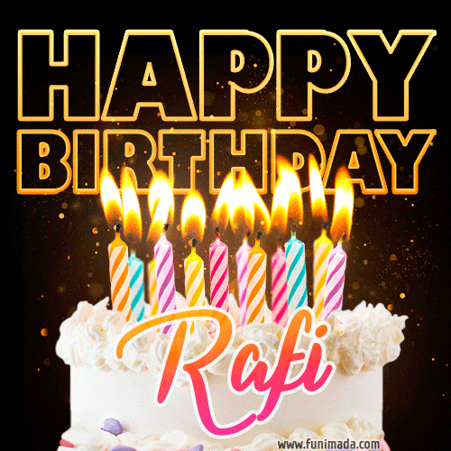 Rafi - Animated Happy Birthday Cake GIF for WhatsApp