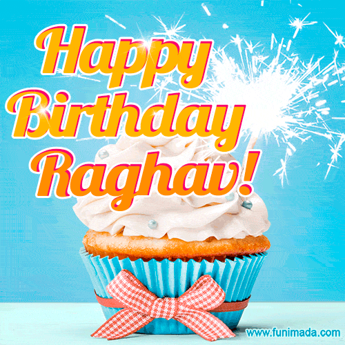 Happy Birthday, Raghav! Elegant cupcake with a sparkler.