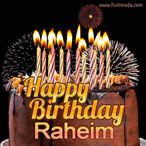 Chocolate Happy Birthday Cake for Raheim (GIF)
