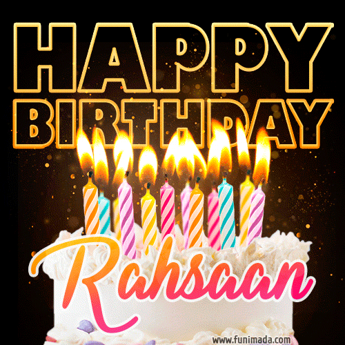 Rahsaan - Animated Happy Birthday Cake GIF for WhatsApp