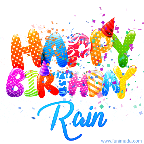 Happy Birthday Rain - Creative Personalized GIF With Name