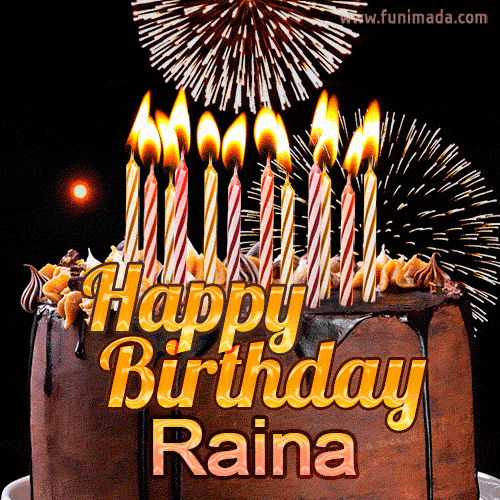 Chocolate Happy Birthday Cake for Raina (GIF)