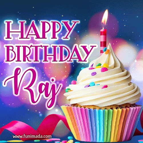 Happy Birthday Raj - Lovely Animated GIF